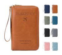 Générique Rowgins RFID Passport Holder, RFID Passport Wallet, Pass-Port Holder for Travel Essentials Wallet Cover Case for Travel (Brown)