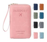 Générique Rowgins RFID Passport Holder, RFID Passport Wallet, Pass-Port Holder for Travel Essentials Wallet Cover Case for Travel (Pink)