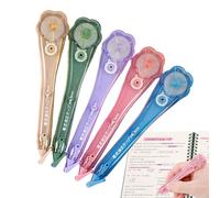 Générique Ruban correcteur blanc,Lot de 5 forme fleur papeterie silencieuse - Correcteur Portable - pour Étudiants Enseignants Écrivains Journalistes Artistes Comptables Examens École