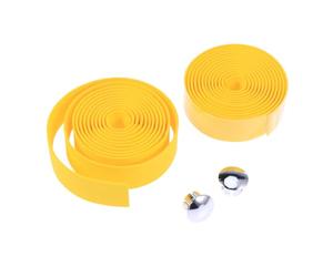 Générique Ruban de Guidon Antidérapant Mousse en Caoutchouc Léger pour Vélo de Route avec Design Fin, Autocollant et Bouchons de Protection Inclus, 1 Paire Jaune