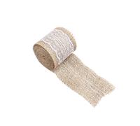 Générique Ruban de Jute Beige Dentelle Artisanale 2m X 6cm, Bords Surjetés, Décoration Rustique pour Mariage et Maison, Matériau Naturel et Fait Main