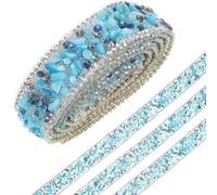 Générique Ruban Strass Décoratif Bleu en Macadam et Strass, Facile à Utiliser Coller sur Surface Lisse, Rouleau de 1 Mètre pour Accessoires de Costume et Loisirs Créatifs