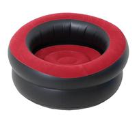 Générique Rundes aufblasbares Sofa, einzelner aufblasbarer Sessel aus PVC in Samtoptik, Rot und Schwarz, mit Luftpumpe, ergonomischer Komfort für Zuhause, draußen und Auf Reisen