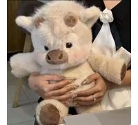 Générique Running Plushies, Interactive Moving Legs Stuffed Animal; Soft Highland Cow & Pig Plush Toy, Stress Relief Doll, Christmas & Birthday Gift for Kids, Adults, Boys & Girls. (Light Beige,60CM)