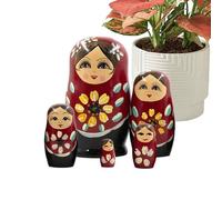 Générique Russian Nesting Dolls - Wooden Set for Table Decor | Hand Painted Artwork Traditional Craftsmanship with Detailed Patterns and Stackable Design for Holiday Centerpiece Living