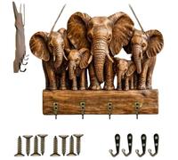 Générique Rustic Highland Cow Wooden Family Key Holder, Three Adorable Cows Keys Decorative Rack, Farmhouse Wall Mount Bullhead Animal Key Hooks with 4 Metal Hooks for Entryway,Hallway,Home Gift