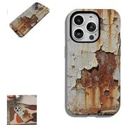 Générique Rusty Metal Phone Case, Industrial Rust Glossy Faux Rust Phone Case, Two-in-One Black Silicone Bottom Cover for iPhone 16/15/14/13/12/11 Pro Max (12,A)