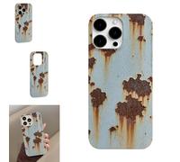Générique Rusty Metal Phone Case, Industrial Rust Glossy Faux Rust Phone Case, Two-in-One Black Silicone Bottom Cover for iPhone 16/15/14/13/12/11 Pro Max (16 Pro Max,B)