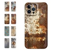 Générique Rusty Phone Case,Rusty Metal Texture Case,Vintage Aesthetic Rust Texture,Creative Industrial Iron Style Shockproof,Compatible for iPhone 16/15/14/13/12/Pro Max (for iphone 13Pro,C)