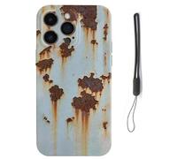 Générique Rusty Phone Case, Rusty Metal Texture for iPhone Case, Glossy Industrial Iron Inspired Vintage Rust Look Phone Cover Compatible for iPhone 16/15/14/13/12/11 Promax (14Pro,Style-C)