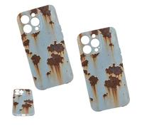 Générique Rusty Phone Case with Phone 16/15/14/13/12/11, Rusty Imitation Case Cover, Creative Industrial Iron Style Shockproof Case (2pcs-Hard Shell,15promax)