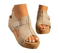Générique sabot femme,chaussures compensées femme été,Modèle en cuir avec compensateur, semelle caoutchouc antidérapante et soutien plantaire pour la marche（Blanc 43）