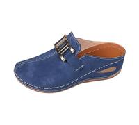 Générique Sabot Femme Confortable à Bout Fermé Chaussons D'été Antidérapantes de La Voûte Plantaire Sandales Orthopédiques Compensées Mules Sabots Légères Respirantes Pour Femmes,Bleu,37