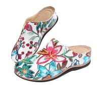 Générique Sabot Femme Confortable Bout Fermé Chaussons D'été Antidérapantes de Plage Marche Sandales Orthopédiques Plateforme Mules Femmes Loisirs Pour Intérieur Extérieur,Blanc,43