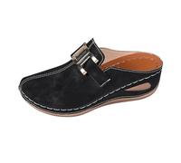 Générique Sabot Femme Confortable Chaussons D'été Antidérapantes de La Voûte Plantaire Chaussures Compensées Orthopédiques Bout Fermé Mules Femmes Légères Respirantes,Noir,38