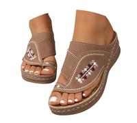 Générique sabot femme,Sandales à plateforme brodées à carreaux femmes,confortables et décontractées,semelle intérieure rembourrée Disponibles en pointures entières Sandale Plates(Brown,38)