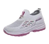 Générique Sabot Jardin Femme Chaussures Running Femme Automne Femmes Chaussures de Sport Plat antidérapant sans Lacet Mouche tissé Respirant Couleur Unie Simple Orthopédique Marche Basket Grey 39