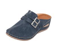 Générique Sabot Orthopédique Femme à Bout Fermé Chaussures Compensées Mules Anti-Dérapantes Respirantes Sandales de Marche Loisirs Confortable Pantoufles D'été Pour Femmes,Bleu,36