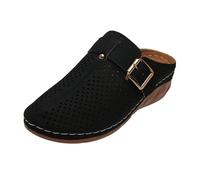 Générique Sabots Femme Confortable à Bout Fermé Sandales Orthopédiques Compensées Chaussons D'été Antidérapants Semelle de Plage Mules Sabot Jardin Décontractées Pour Femmes,Noir,36