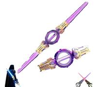 Générique Sabre Épée Lumineux, Jouet Sabre Laser À Double Tranchant avec Lumières LED, Télescopique À Double Tête for Les Fêtes(Purple Gold)