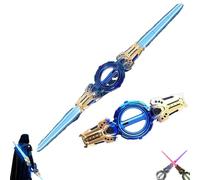 Générique Sabre Épée Lumineux, Jouet Sabre Laser À Double Tranchant avec Lumières LED, Télescopique À Double Tête for Les Fêtes(Blue Gold)