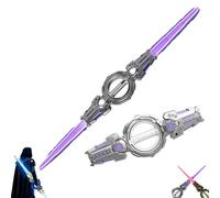 Générique Sabre Épée Lumineux, Jouet Sabre Laser À Double Tranchant avec Lumières LED, Télescopique À Double Tête for Les Fêtes(Gray)