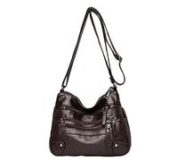 Générique Sac à bandoulière en cuir souple pour femmes, design classique multicouche avec compartiments spacieux, idéal pour le travail et les sorties quotidiennes (BW1, One Size)