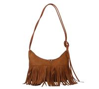 Générique Sac à bandoulière pour femmes nouveau modèle de mode décoration à pompon rétro décontracté grande capacité fermeture éclair sac messager pratique (Brown One Size)