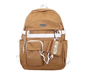 Générique Sac à bandoulière version coréenne du nouveau sac à dos décontracté de grande capacité pour hommes et femmes avec le même paragraphe Cartable pour élèves du cycle du (Brown, One Size)