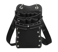 Générique Sac à Ciseaux de Coiffeur, Pochette à Ciseaux, Sac à Outils de Coiffeur en Cuir PU pour toiletteur d'animaux, Noir
