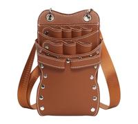 Générique Sac à Ciseaux de Coiffeur, Pochette à Ciseaux, Sac à Outils de Coiffeur en Cuir PU pour toiletteur d'animaux, Brun