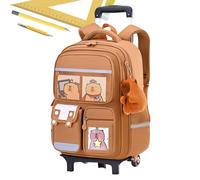 Générique Sac à Dos à Roulettes - Sac À Roulettes Motif Capybara, Capacité Adjustable Grande Capacité avec Poignée Rétractable pour Voyage École Filles Garçons