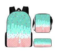 Générique Sac à dos adolescent, Sac à Dos Ice Series 3 pièces pour Un Usage Quotidien, compartimenté, idéal pour l'école et avec Boîte à Lunch et Trousse