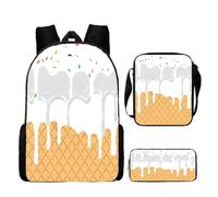 Générique Sac à dos adolescent, Sac à Dos Ice Series 3 pièces pour Un Usage Quotidien, compartimenté, idéal pour l'école et avec Boîte à Lunch et Trousse