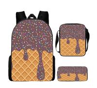 Générique Sac à dos adolescent, Sac à Dos Ice Series 3 pièces pour Un Usage Quotidien, compartimenté, idéal pour l'école et avec Boîte à Lunch et Trousse