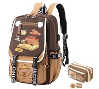 Générique Sac à Dos Capybara, Joli Sac à Dos Capybara de Grande capacité pour l'école, Sac d'école pour Enfants Kawaii avec étui à Crayons (J'adore étudier + Trousse à Crayons)
