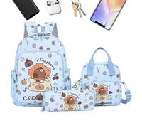 Générique Sac à Dos Capybara pour Filles,Trousses Animaux | Set Boîte À Repas Mignon Ados Étudiants Enseignants Pique-Nique