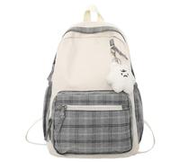 Générique Sac à dos | Carbag à carreaux avec pendentif en peluche | Pack de voyage anti-vol | d'ordinateur portable à collège multi-poches de style japonais | Grand sac à livres pour les filles, les