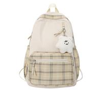 Générique Sac à dos | Carbag à carreaux avec pendentif en peluche | Pack de voyage anti-vol | d'ordinateur portable à collège multi-poches de style japonais | Grand sac à livres pour les filles, les
