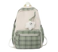 Générique Sac à dos | Carbag à carreaux avec pendentif en peluche | Pack de voyage anti-vol | d'ordinateur portable à collège multi-poches de style japonais | Grand sac à livres pour les filles, les