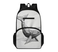 Générique Sac à Dos Collège Esquisse Noire Blanche De Requin Sac Ecole Léger de Grande Capacité Avec Poches Latérales Réglable Cartable Cadeau D'Anniversaire