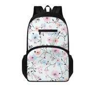 Générique Sac à Dos Collège Fleur Bleue Rose Sac Ecole Léger de Grande Capacité Avec Poches Latérales Réglable Cartable Cadeau D'Anniversaire