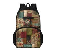 Générique Sac à Dos Collège Fleur Rouge Brun Sac Ecole Léger de Grande Capacité Avec Poches Latérales Réglable Cartable Cadeau D'Anniversaire