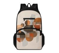 Générique Sac à Dos Collège Géométrie Marron Gris Sac Ecole Léger de Grande Capacité Avec Poches Latérales Réglable Cartable Cadeau D'Anniversaire