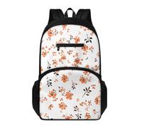 Générique Sac à Dos Collège Petits Fragments Floraux Orange Sac Ecole Léger de Grande Capacité Avec Poches Latérales Réglable Cartable Cadeau D'Anniversaire