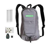 Générique Sac à dos d'avertissement lumineux, Sac à dos de vélo extérieur avec télécommande sans fil, haute visibilité avec clignotant, sac rechargeable USB pour une conduite en toute sécurité