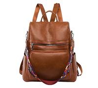 Générique Sac à dos de mode coréen pour femmes sac à dos de en cuir souple de grande capacité (Brown, One Size)