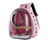 Générique Sac à Dos de Transport pour Oiseaux avec Cage Portable, Perchoir Intérieur, Conception Respirante et Accessoires de Protection Amovibles, Convient Pou, Rose