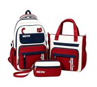 Générique Sac à Dos D'école, Adorable Ensemble De 3 Pièces Sur Le Thème Du Chat, Comprenant Un Sac à Dos, Un Sac Porté épaule Et Une Pochette Zippée (Rouge)