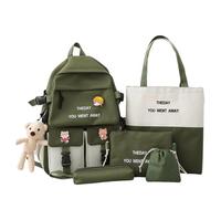 Générique Sac à dos d'école de filles - Nylon 5 pièces, sac d'école de filles | Pack de jour des écoles des élèves de grande capacité | Saut Pouch - écoles, accessoires de voyage